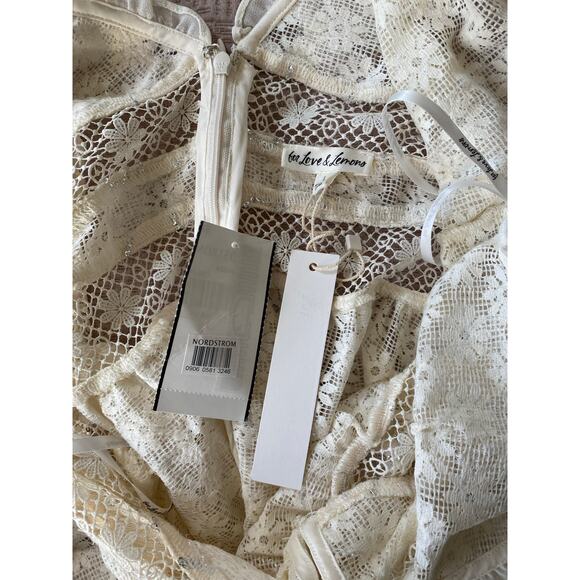 FOR LOVE & LEMONS NWT Snowflake Cream Daisy Mesh Sequin Maxi Dress Size Large - Picture 8 of 10